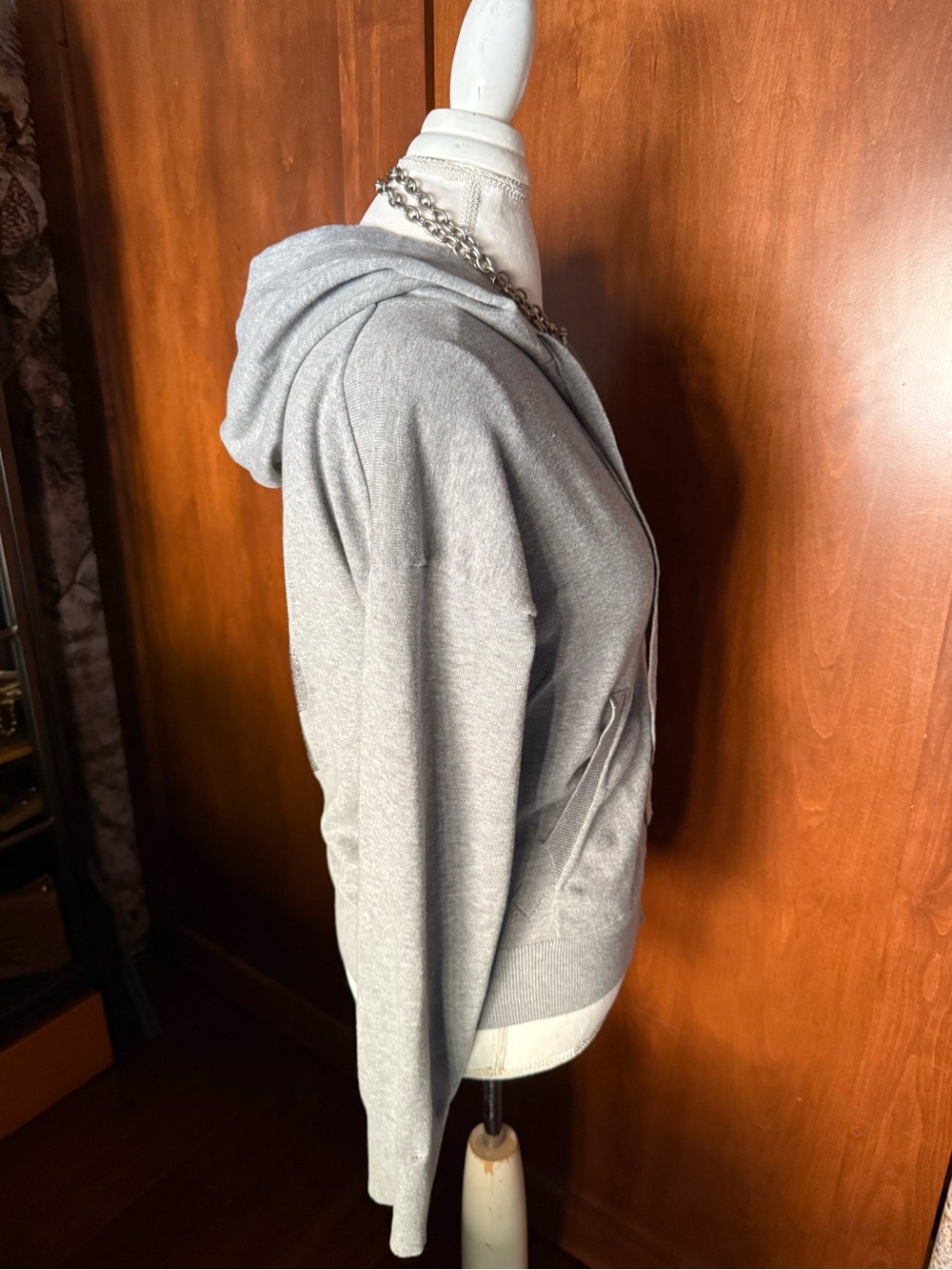 ⚜️ ZADIG & VOLTAIRE GRAY MEDIUM SKULL RHINESTONE ZIP UP HOODIE ⚜️ - Picture 3 of 14